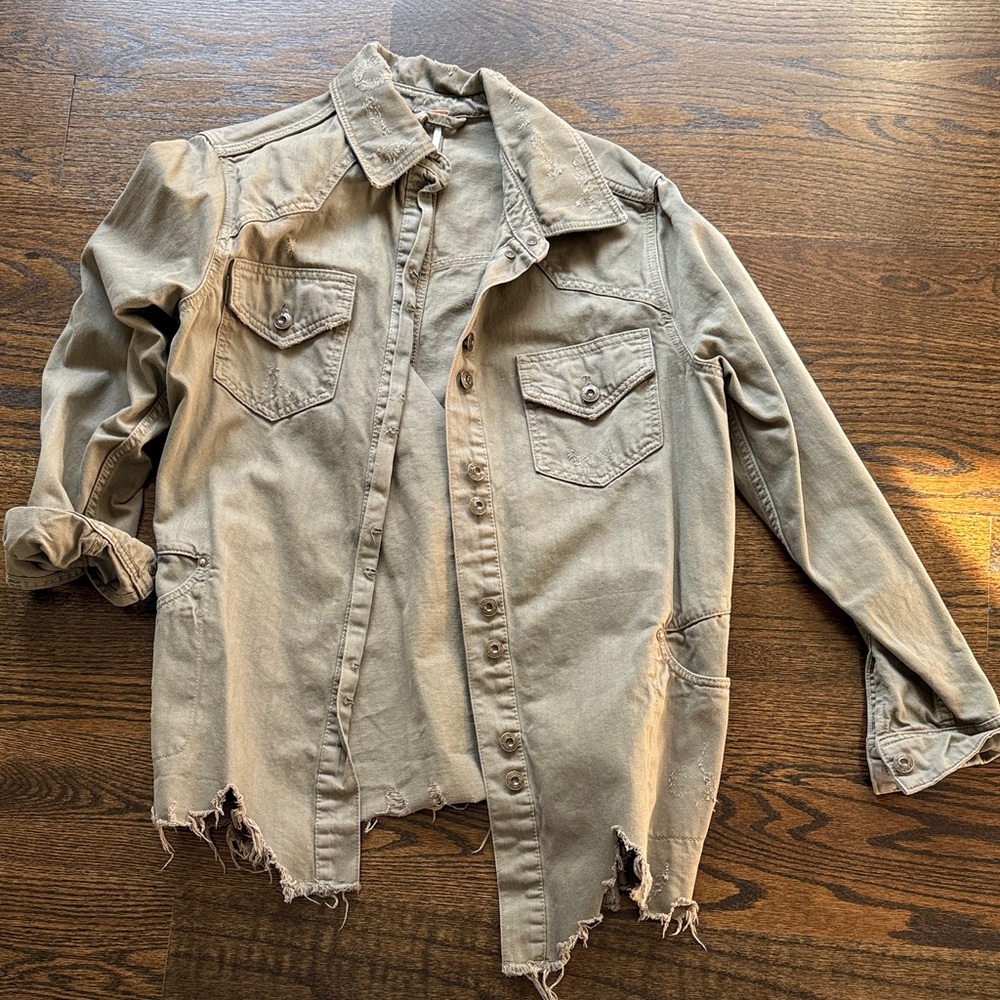Free People Olive Green Shacket